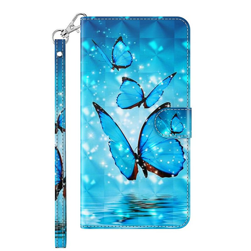 Capa Flip Para Huawei P Smart 2021 Borboletas Azuis Voando