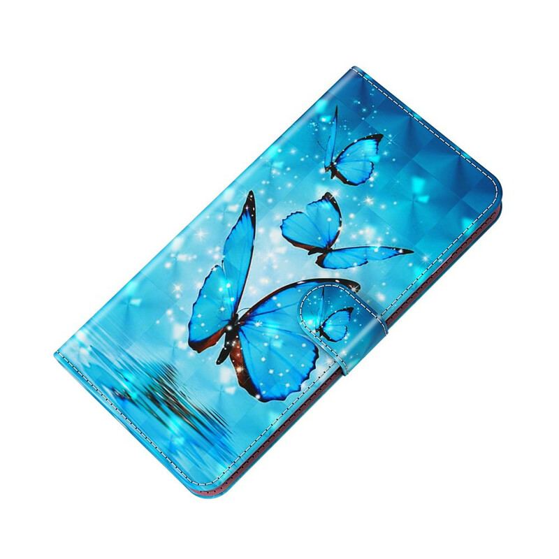 Capa Flip Para Huawei P Smart 2021 Borboletas Azuis Voando