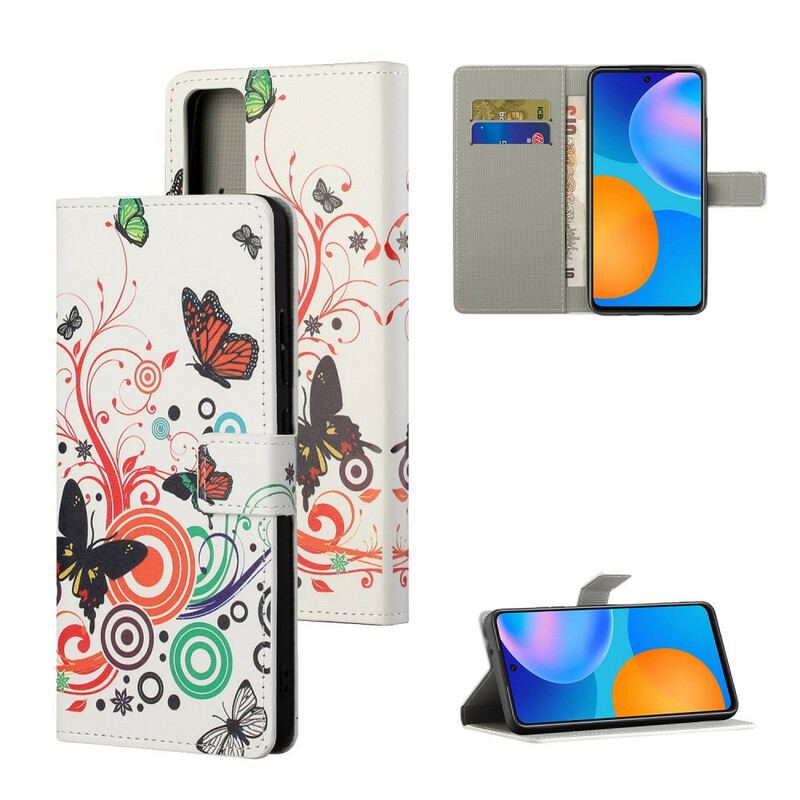 Capa Flip Para Huawei P Smart 2021 Borboletas E Flores