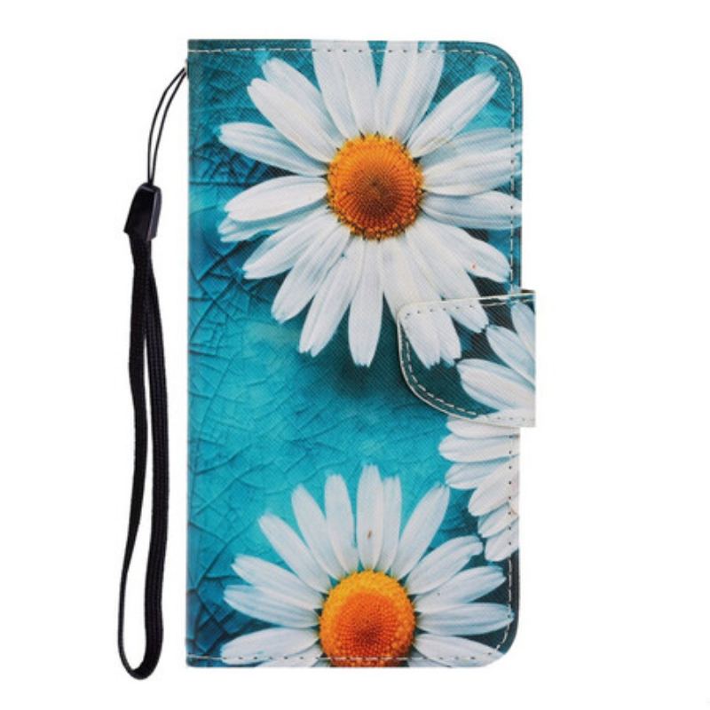 Capa Flip Para Huawei P Smart 2021 De Cordão Fio Dental Margaridas