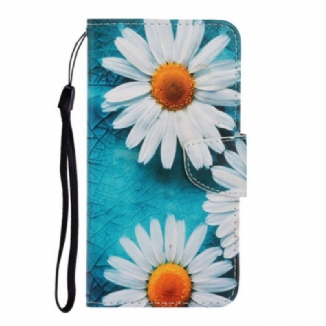 Capa Flip Para Huawei P Smart 2021 De Cordão Fio Dental Margaridas