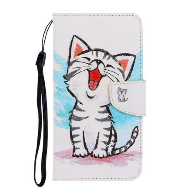 Capa Flip Para Huawei P Smart 2021 De Cordão Gatinho Cor Strappy