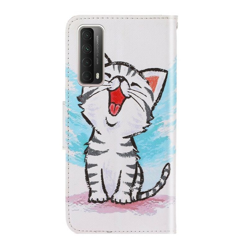 Capa Flip Para Huawei P Smart 2021 De Cordão Gatinho Cor Strappy