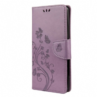 Capa Flip Para Huawei P Smart 2021 De Cordão Pulseira Borboletas E Flores