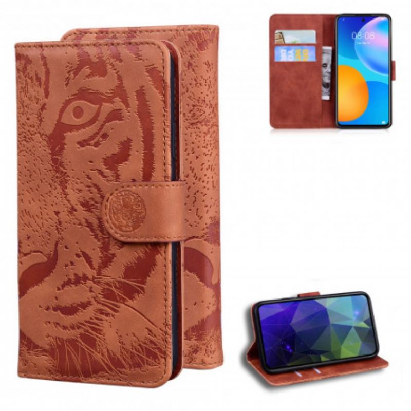 Capa Flip Para Huawei P Smart 2021 Estampa Cara De Tigre