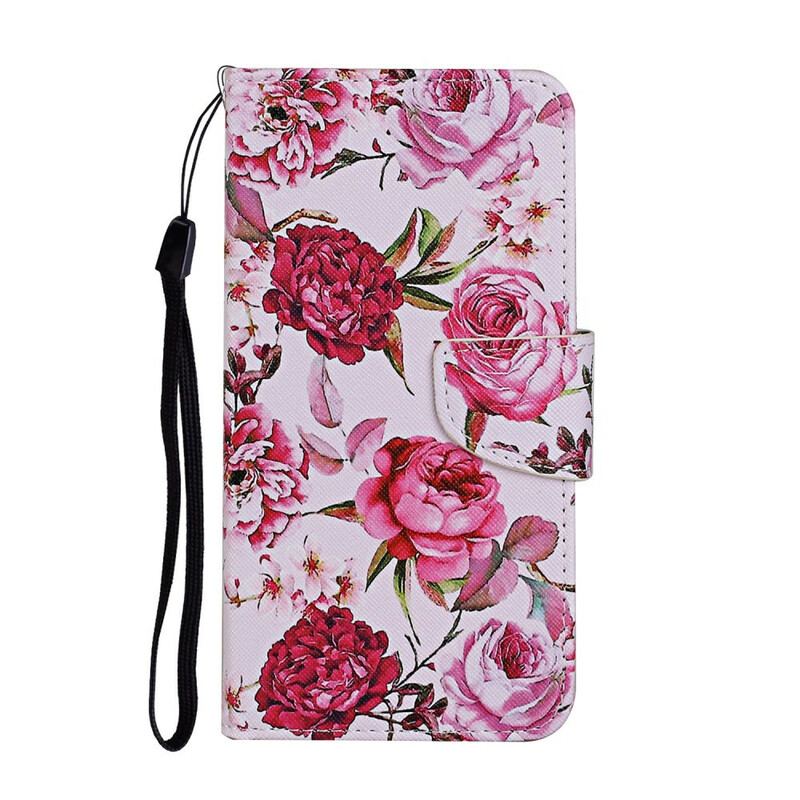 Capa Flip Para Huawei P Smart 2021 Flores Magistrais Com Alça