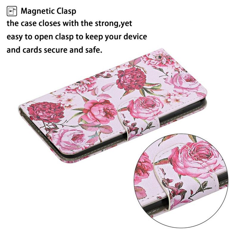 Capa Flip Para Huawei P Smart 2021 Flores Magistrais Com Alça