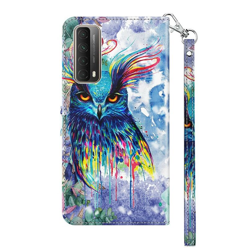 Capa Flip Para Huawei P Smart 2021 Pássaro Aquarela