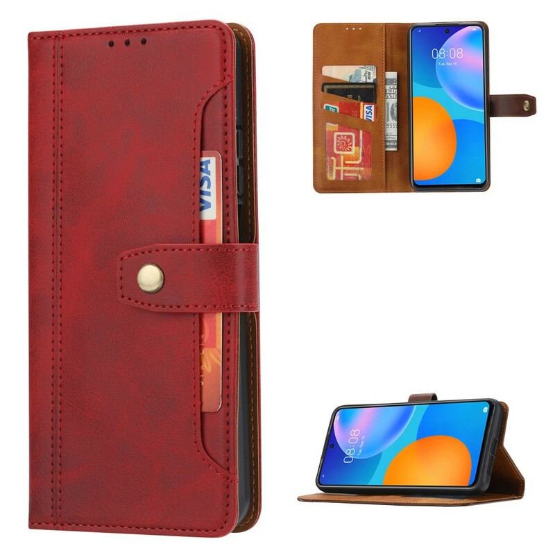 Capa Flip Para Huawei P Smart 2021 Titular De Cartão Frontal Com Alça