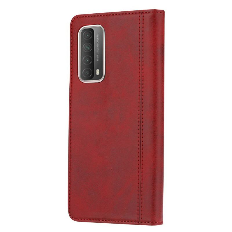 Capa Flip Para Huawei P Smart 2021 Titular De Cartão Frontal Com Alça