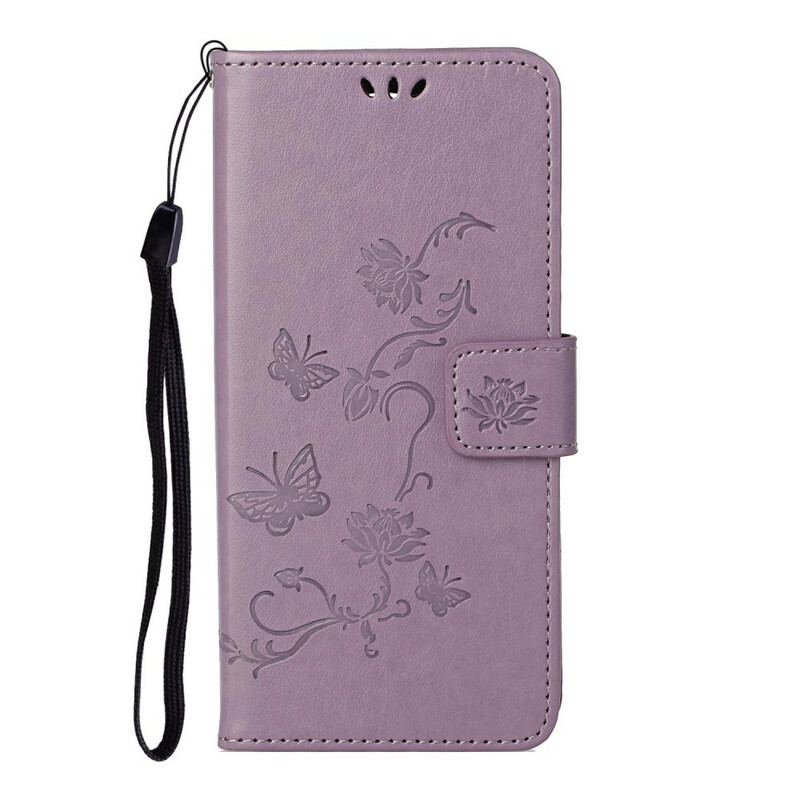 Capa Folio Para Huawei P Smart 2021 De Cordão Flores De Alça