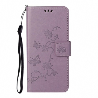 Capa Folio Para Huawei P Smart 2021 De Cordão Flores De Alça