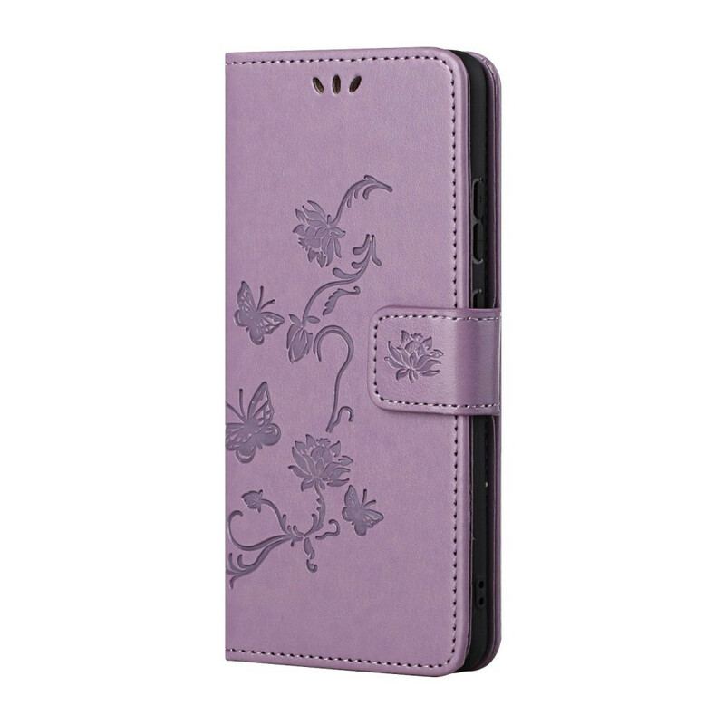 Capa Folio Para Huawei P Smart 2021 De Cordão Flores De Alça