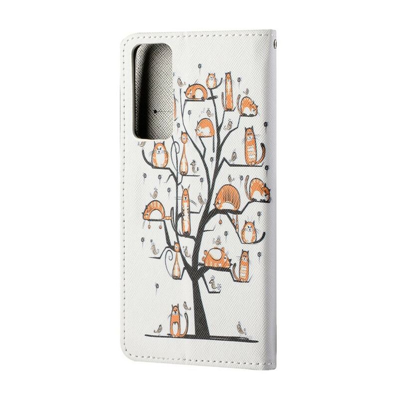 Capa Folio Para Huawei P Smart 2021 De Cordão Gatos Divertidos Com Alça