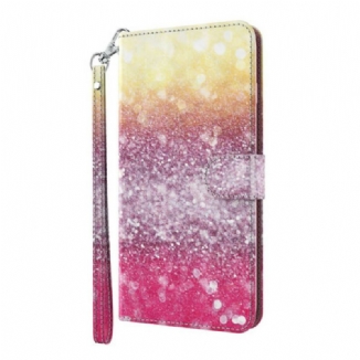 Capa Folio Para Huawei P Smart 2021 Gradiente Glitter Magenta