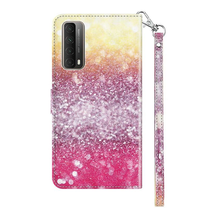 Capa Folio Para Huawei P Smart 2021 Gradiente Glitter Magenta