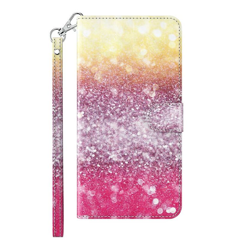 Capa Folio Para Huawei P Smart 2021 Gradiente Glitter Magenta