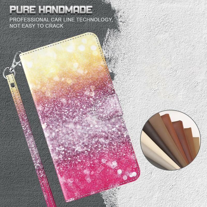 Capa Folio Para Huawei P Smart 2021 Gradiente Glitter Magenta