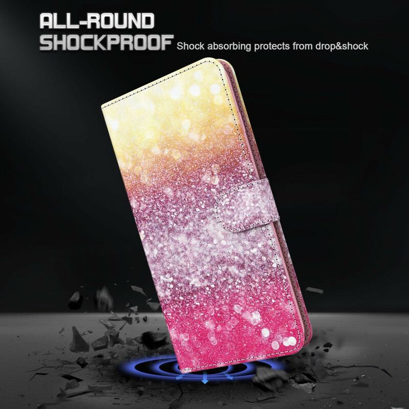 Capa Folio Para Huawei P Smart 2021 Gradiente Glitter Magenta