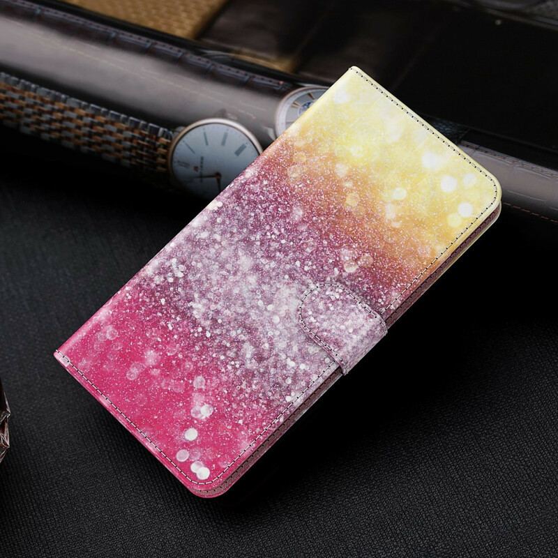 Capa Folio Para Huawei P Smart 2021 Gradiente Glitter Magenta