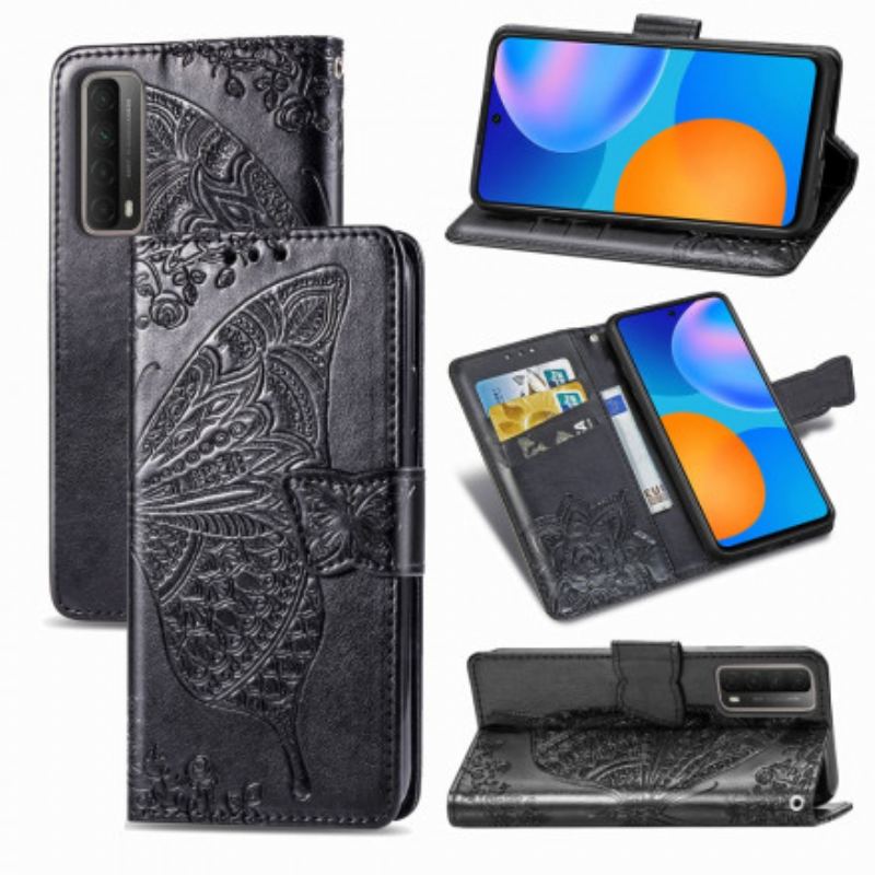 Capa Folio Para Huawei P Smart 2021 Meia Borboleta