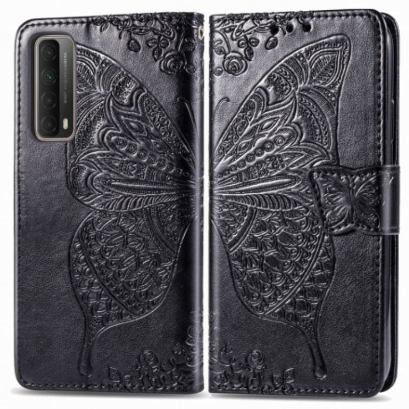 Capa Folio Para Huawei P Smart 2021 Meia Borboleta