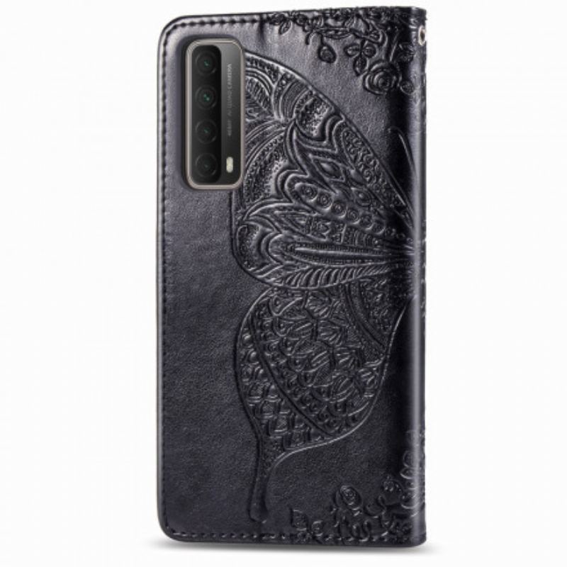 Capa Folio Para Huawei P Smart 2021 Meia Borboleta