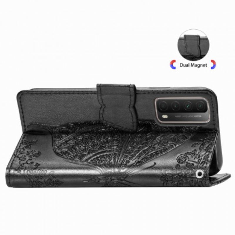 Capa Folio Para Huawei P Smart 2021 Meia Borboleta