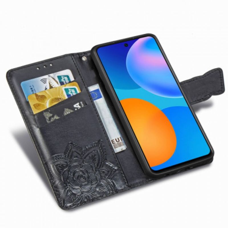 Capa Folio Para Huawei P Smart 2021 Meia Borboleta