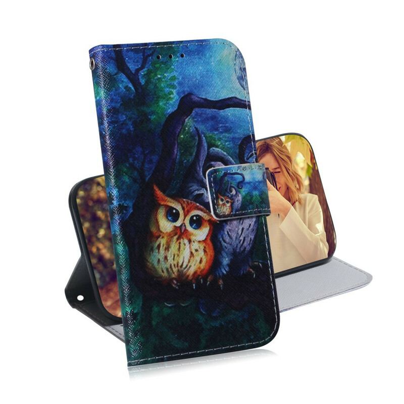 Capa Folio Para Huawei P Smart 2021 Pintura De Corujas