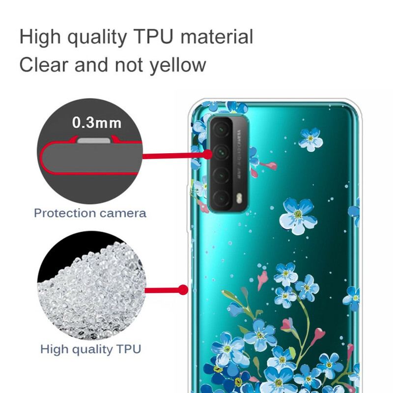 Capa Para Huawei P Smart 2021 Buquê De Flores Azuis