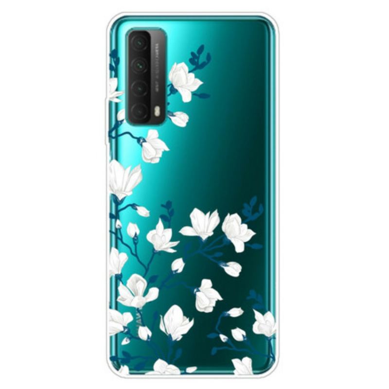 Capa Para Huawei P Smart 2021 Flores Brancas