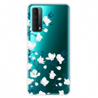 Capa Para Huawei P Smart 2021 Flores Brancas