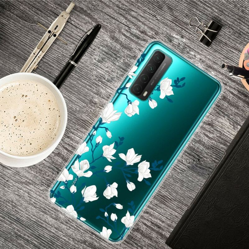 Capa Para Huawei P Smart 2021 Flores Brancas