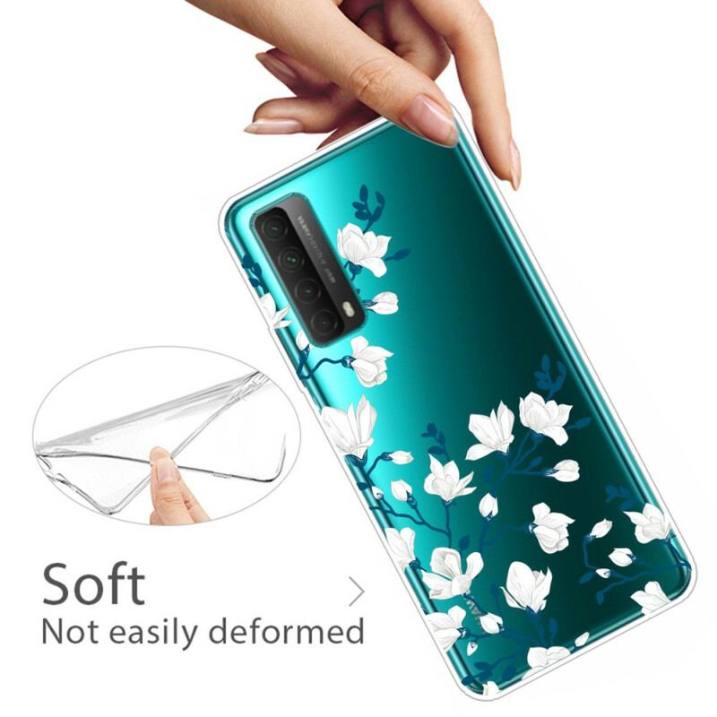 Capa Para Huawei P Smart 2021 Flores Brancas