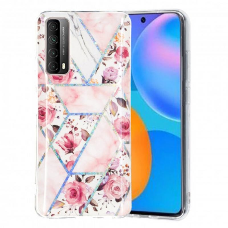 Capa Para Huawei P Smart 2021 Flores Em Mármore