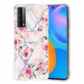 Capa Para Huawei P Smart 2021 Flores Em Mármore