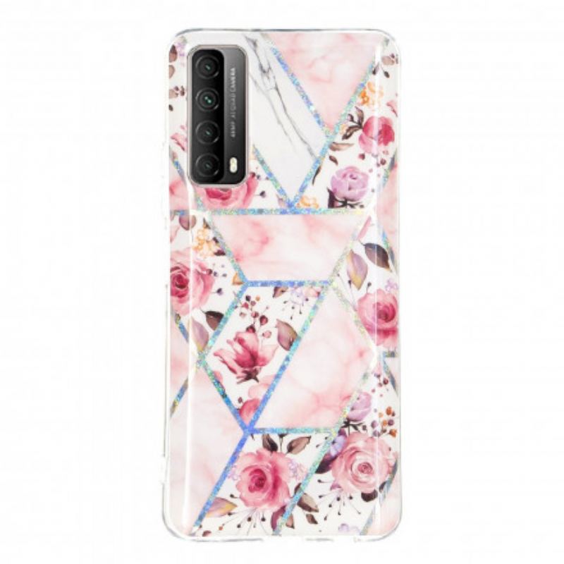 Capa Para Huawei P Smart 2021 Flores Em Mármore