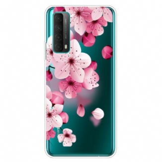 Capa Para Huawei P Smart 2021 Grandes Flores Cor De Rosa