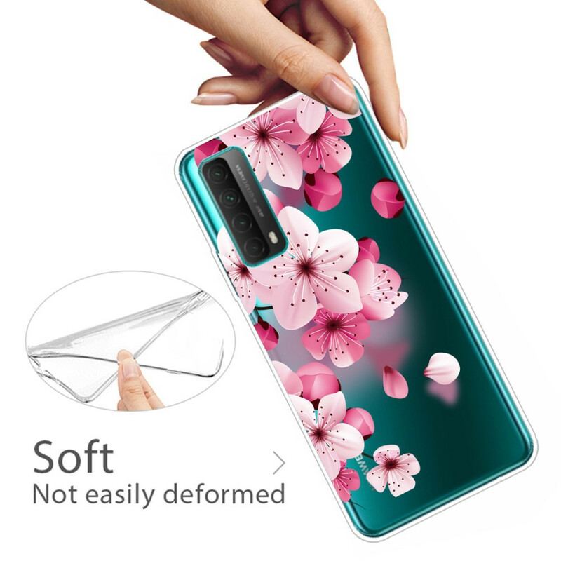 Capa Para Huawei P Smart 2021 Grandes Flores Cor De Rosa