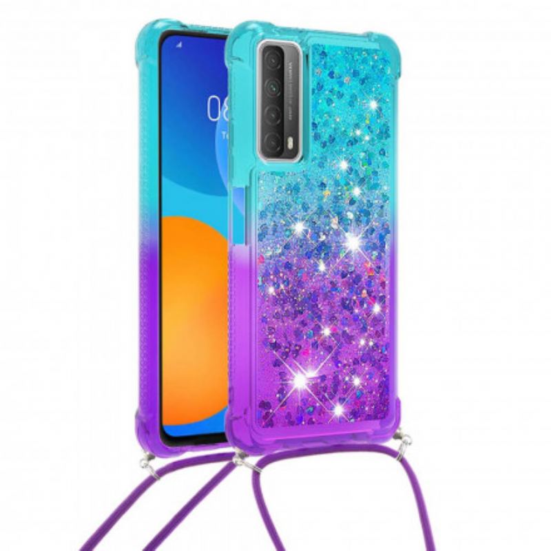 Capa Para Huawei P Smart 2021 Lantejoulas E Cordão De Silicone