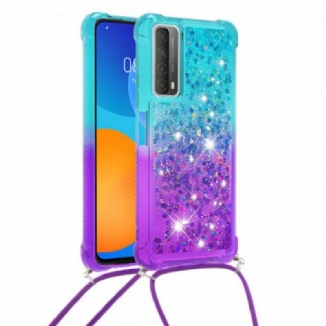 Capa Para Huawei P Smart 2021 Lantejoulas E Cordão De Silicone