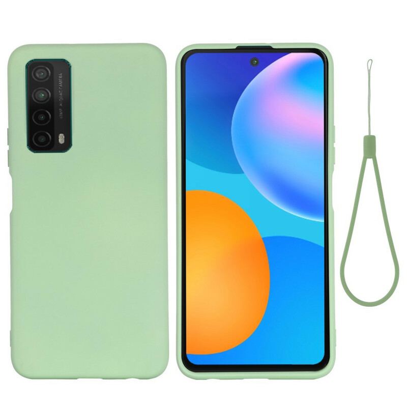 Capa Para Huawei P Smart 2021 Silicone Líquido Com Cordão