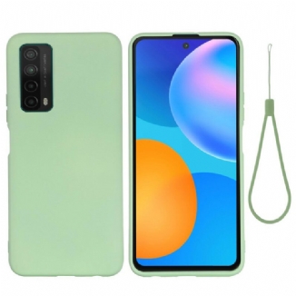 Capa Para Huawei P Smart 2021 Silicone Líquido Com Cordão