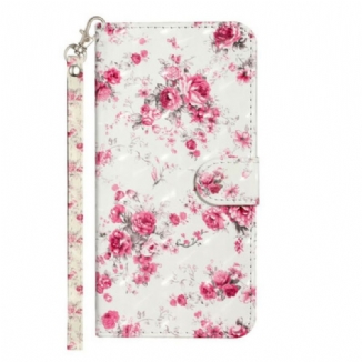 Capa De Couro Para Huawei Y6p De Cordão Strap Light Spot Flowers