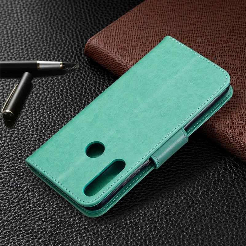 Capa De Couro Para Huawei Y6p Flip Borboletas E Aba Oblíqua