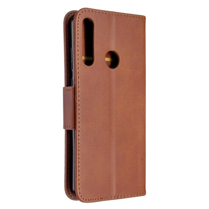 Capa Flip Para Huawei Y6p De Couro Retalho Liso Oblíquo