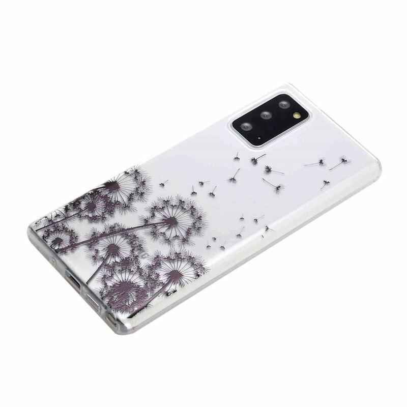 Capa De Celular Para Samsung Galaxy Note 20 Dentes-de-leão Pretos Sem Costura