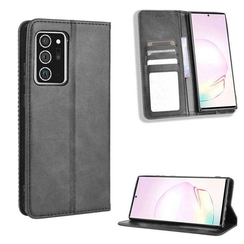 Capa De Celular Para Samsung Galaxy Note 20 Flip Efeito Couro Vintage Estilizado