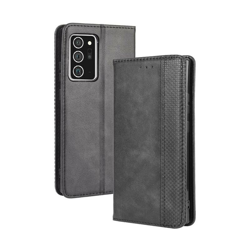 Capa De Celular Para Samsung Galaxy Note 20 Flip Efeito Couro Vintage Estilizado